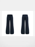 RARELY ALIKE Ribbed Waist Cinchable Flare Pants in Navy