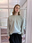 VLABMADE Boxy Cotton Long Sleeve T Shirt in Gray - On Model