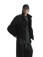 MasonPrince Cropped Down Puffer Jacket in Black - On Male Model