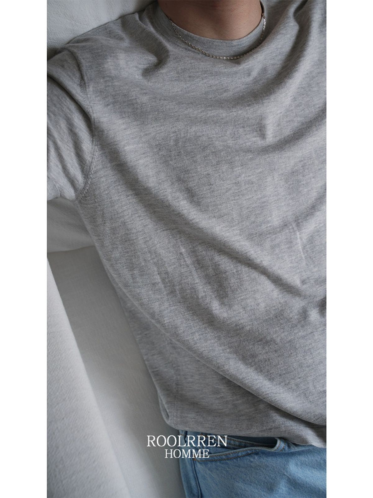 Roolrren Homme Organic Cotton Blend T Shirt in Gray - On Model