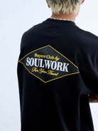 SWFI Heavyweight Cotton Logo T Shirt in Black - On Model