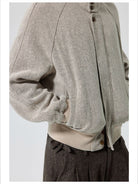 Simple Project Cotton Linen Harrington Jacket in Beige - On Model