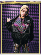 MEDM Bucciarati Zip Detail Bomber in Black - On Model