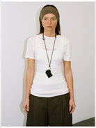 RandomPiece Silk Blend Graphic T Shirt in White - On Model