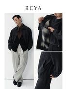 ROYA Merino Wool Zip Jacket in Gray - On Model