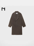 NANS Double Breasted Wool Cashmere Coat in Brown