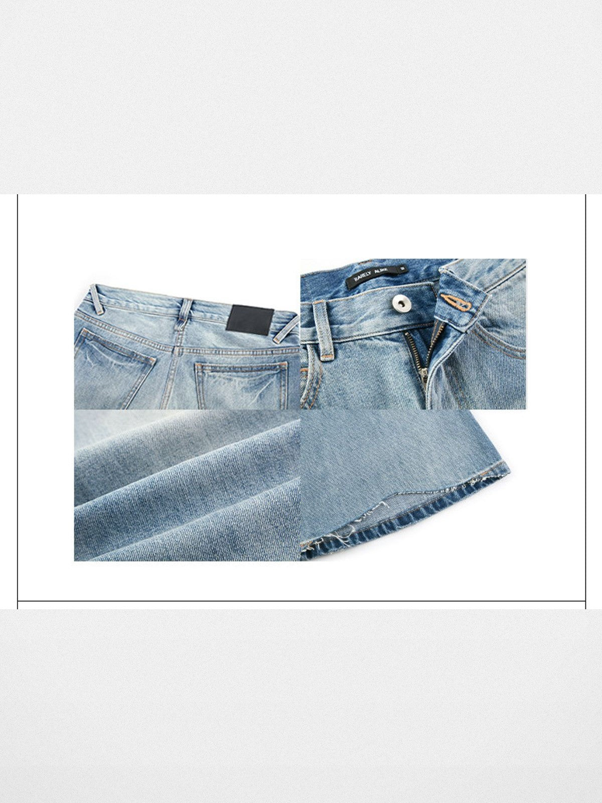 RARELY ALIKE Mid Rise Asymmetric Hem Flared Jeans in Sky Blue - Detail