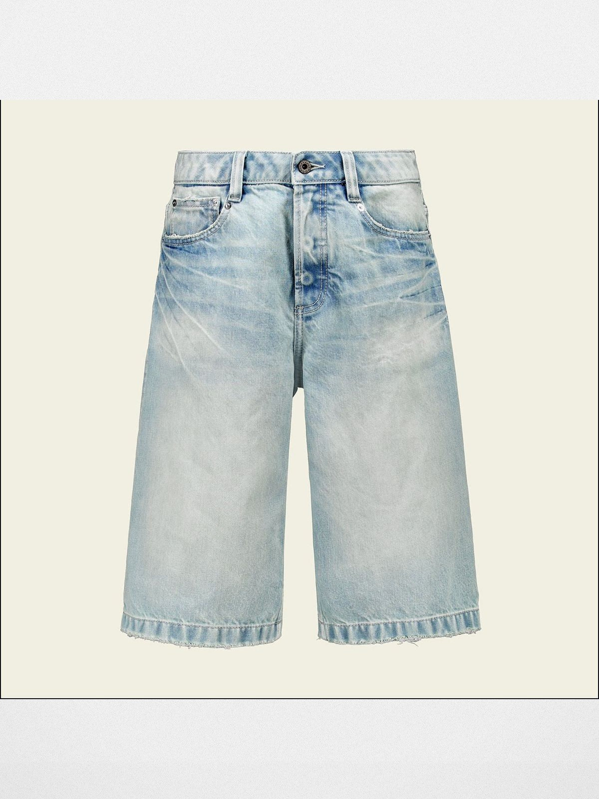 FaxCopyExpress Washed Gardener Denim Shorts in Blue