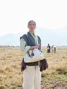 Songmont Slouchy Nappa Leather Tote in White - On Model