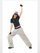 FPA Spliced Moisture Wicking T Shirt in Gray - On Model