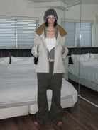 RARELY ALIKE Fleece Lined Technical Hooded Jacket in White - On Model
