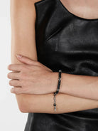 BLACKHEAD Star Pendant Chain Bead Bracelet in Black - On Female Model