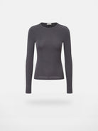 Alright Then Fitted Long Sleeve Crew Neck in Gray