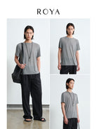 ROYA Lyocell Wool Blend Crewneck in Heather Gray - On Model
