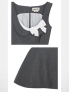 SHUSHU/TONG Wool Blend Side Bow A Line Dress in Gray - Detail
