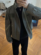 Roolrren Homme Cropped Cotton Flight Jacket in Olive - On Model