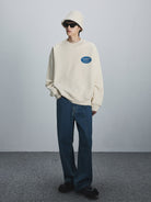 NANS Heavyweight Cotton Terry Crewneck in Cream - On Model