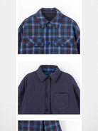 Acsense Studio Padded Plaid Shirt Jacket in Blue