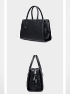 DISSONA Leather Top Handle Boston Bag in Black