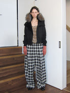 RARELY ALIKE Asymmetric Zip Hooded Padded Jacket in Black - On Model