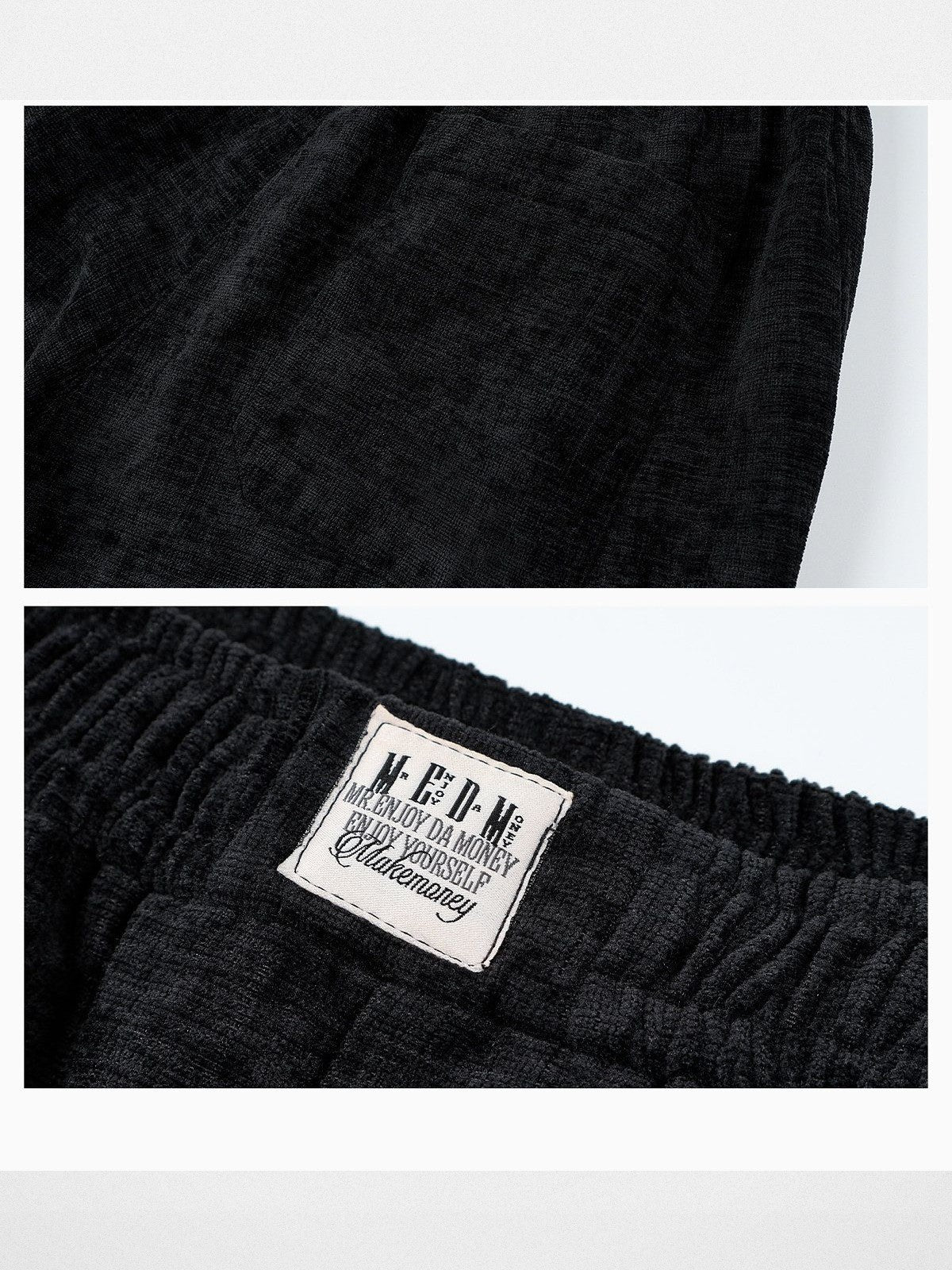MEDM Faux Linen Corduroy Straight Pants in Gray - Detail