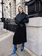 RARELY ALIKE Zip Front Bomber Jacket in Black - On Model