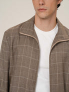 Retro 21 Silk Wool Plaid Double Zip Jacket in Brown - On Model