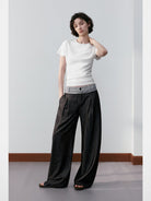 PUKI Structured Shoulder Lyocell Tee in White - On Model