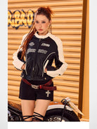 BeerBro Padded Faux Leather Moto Jacket in Black - Lifestyle