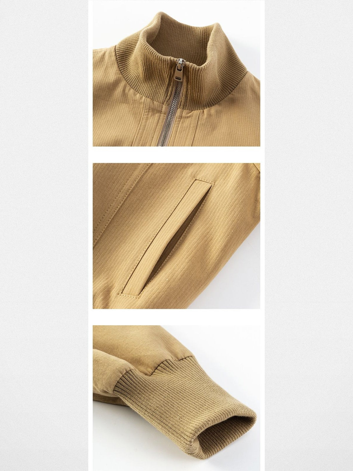 ACSENSE STUDIO Curved Panel Cotton Jacket in Khaki - Detail