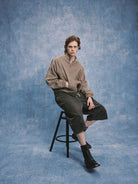 SOD Wool Blend Houndstooth Track Jacket in Khaki - On Model