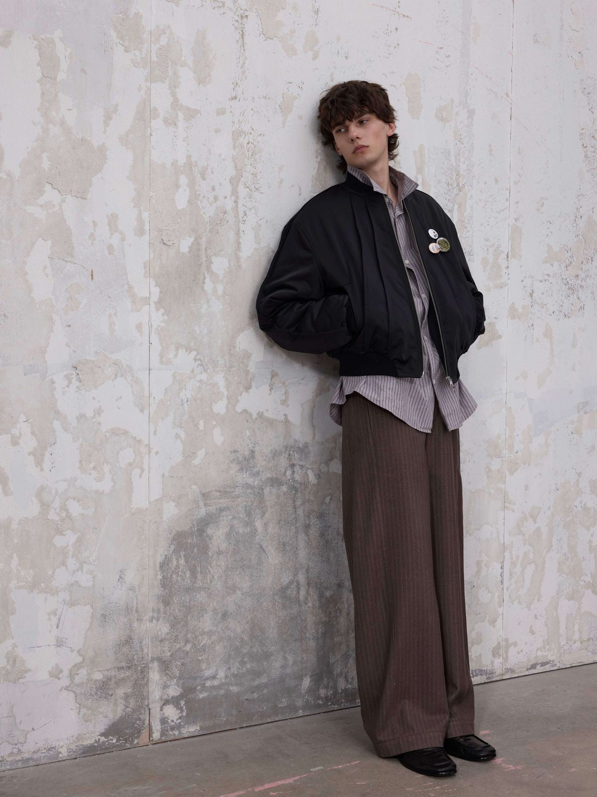 AFterTaste High Density Nylon Split Panel Bomber in Black - On Model