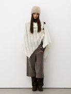 THELIGHT OFFICIAL Wooden Button Wool Blend Cape in White - On Model