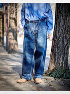 Soda Belted Japanese Selvedge Jeans in INDIGO【DARK】26SS - On Model