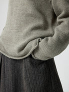 Simple Project Rolled Hem Shepherd Sweater in Olive - On Female Model