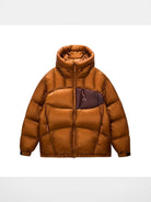 FPA 800FP Contrast Pocket Hooded Puffer in Brown