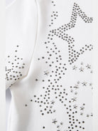 THELIGHT OFFICIAL Rhinestone Star Cotton T Shirt in White - Detail
