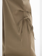 THELIGHT OFFICIAL Lace Spliced Parachute Pants in Khaki - Detail