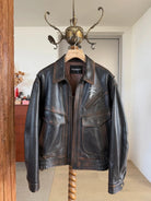 UNKNOWNWORLD Distressed Cowhide Flight Jacket in Brown - Lifestyle