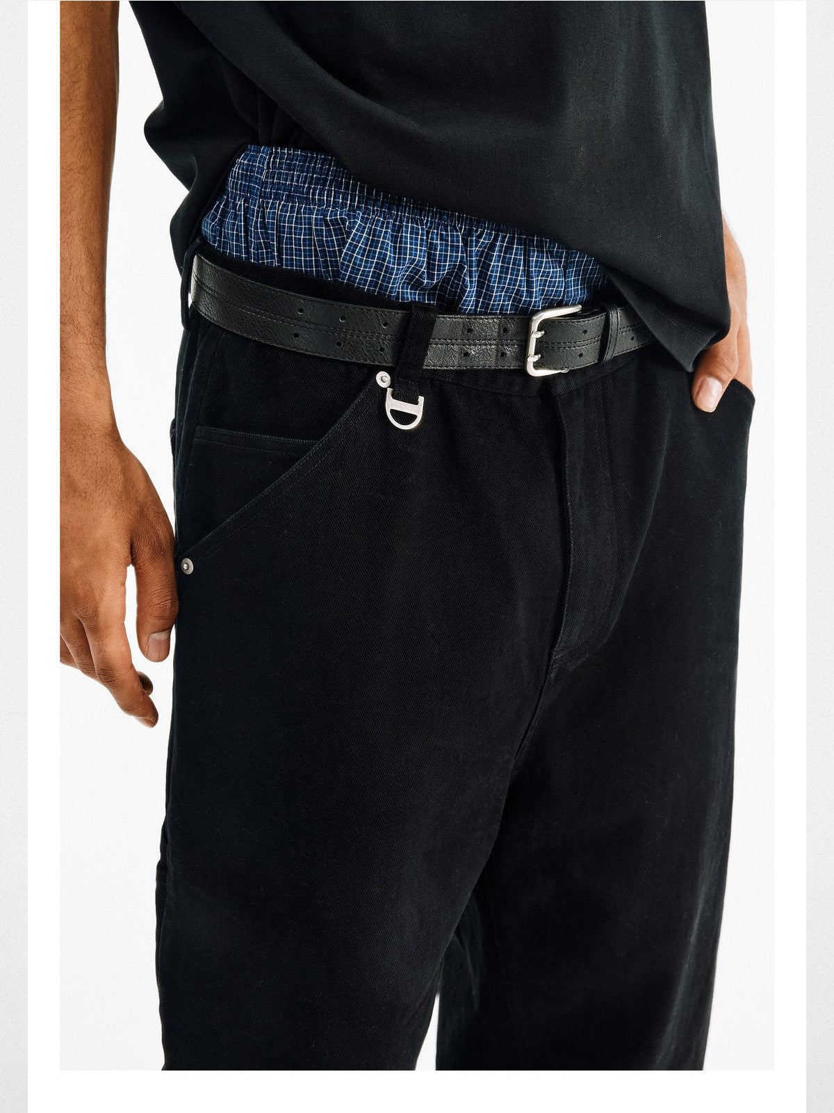 FPA Washed Wide Leg Logger Pants in Black - On Model