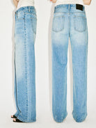 alright then Faded Mid Low Rise Straight Jeans in Blue - On Model