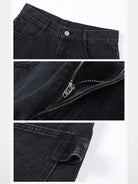 MEDM Washed Wide Leg Jeans in Gray - Detail