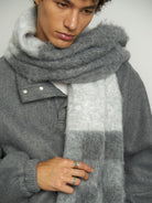 Retro 21 High Neck Fleece Sweatshirt in Gray - On Model