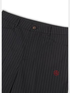 SOD Melvins Embroidered Pinstripe Trousers in Black - Detail