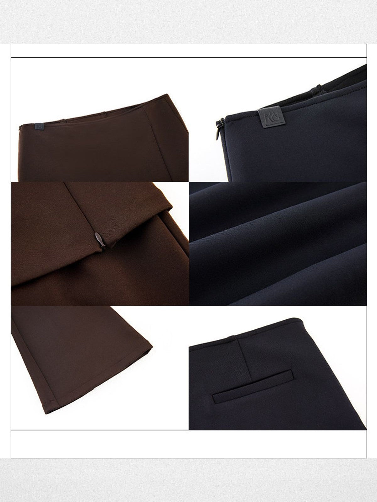 RARELY ALIKE Split Skirt Knit Flared Pants in Brown - Detail