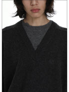 MasonPrince Mock Two Piece Wool Blend Sweater in Gray - On Female Model