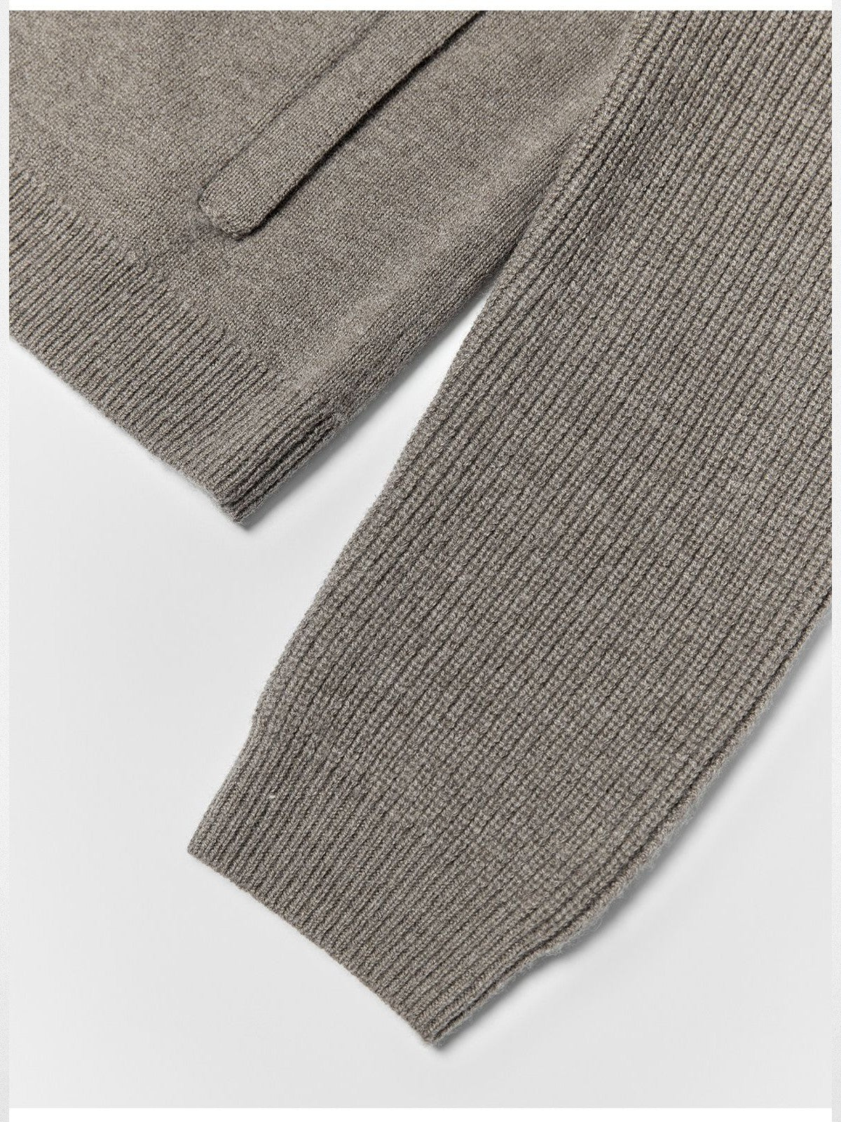 RandomPiece Merino Wool Draped Zip Cardigan in Beige - Detail