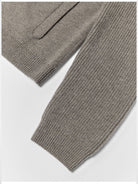 RandomPiece Merino Wool Draped Zip Cardigan in Beige - Detail