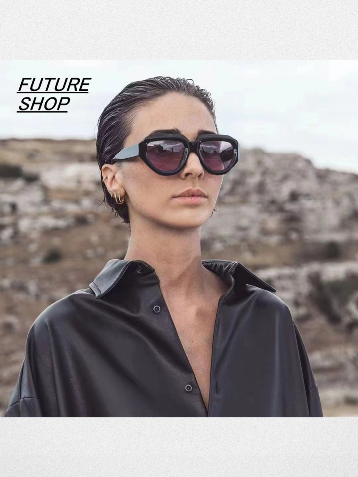 FUTURE UPDATE Geometric Acetate Sunglasses in Black - Lifestyle
