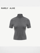 RARELY ALIKE Open Back Wool Mock Neck Top in Gray